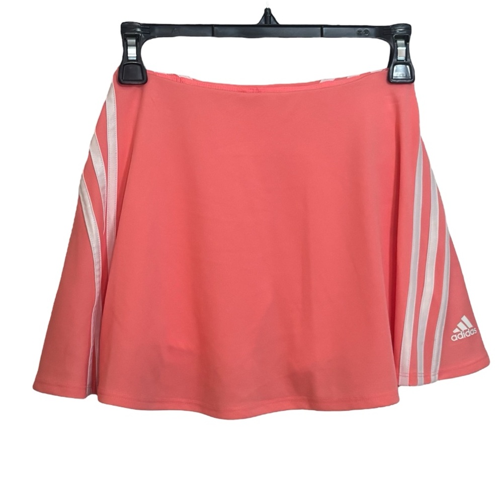 Last Chance 🚨 Adidas Acid Red Girls Tennis Skirt with White Stripes and Logo